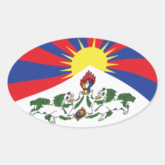 Tibet Vlag Sticker (Voorkant)
