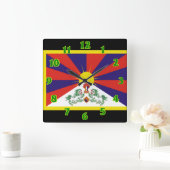 Tibet vlag vierkante klok (Huis)