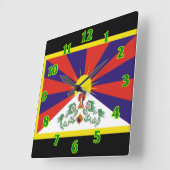 Tibet vlag vierkante klok (Hoek)
