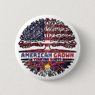 Tibetaans-Amerikaanse Tibetaanse vlag - Boomboomro Ronde Button 5,7 Cm