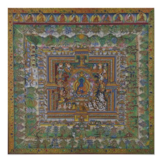 Tibetaans boeddhisme Blauwe geneeskunde Boeddha Perfect Poster (Voorkant)