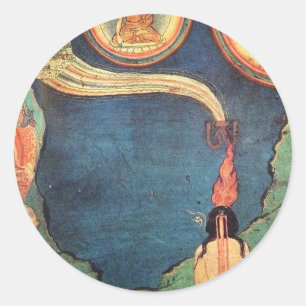 Tibetaans boeddhistisch beeld van tummo ronde sticker