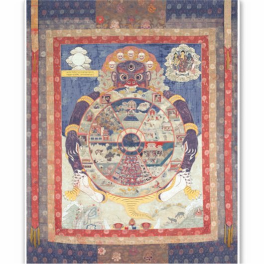 Tibetaans boeddhistisch levenswiel sticker (Voorkant)