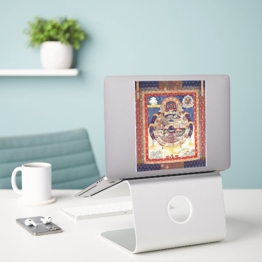 Tibetaans boeddhistisch levenswiel sticker (Laptop op bureau)