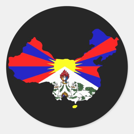 Tibetaans China Ronde Sticker (Voorkant)