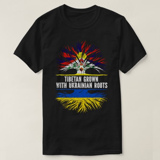 Tibetaans Gegroeid met Oekraïense Roots Vlag T-shirt (Design voorkant)