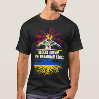 Tibetaans Gegroeid met Oekraïense Roots Vlag T-shirt