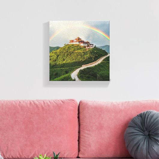 Tibetaans klooster baadt in regenbooglicht canvas afdruk (Insitu (Woonkamer))