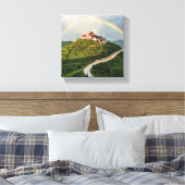 Tibetaans klooster baadt in regenbooglicht canvas afdruk (Insitu (Slaapkamer))