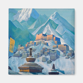 Tibetaans landschap in de bergtoppen van de Himala Magneet