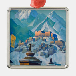 Tibetaans landschap in de bergtoppen van de Himala Metalen Ornament