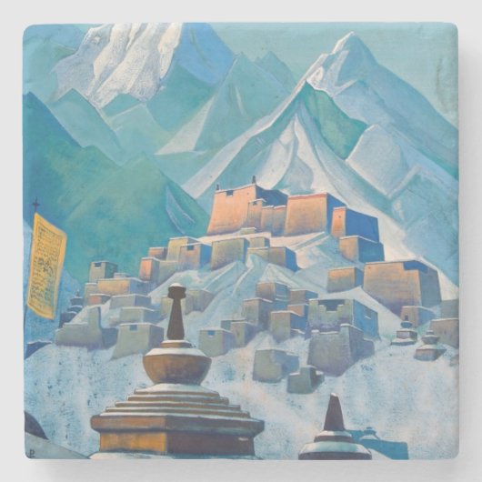 Tibetaans landschap in het Himalaya-gebergte Stenen Onderzetter (Voorkant)