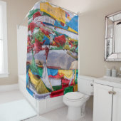 Tibetaans landschap met gebedvlaggen - Himalaya Douchegordijn (In situ)