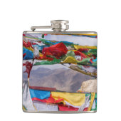 Tibetaans landschap met gebedvlaggen - Himalaya Heupfles (Voorkant)