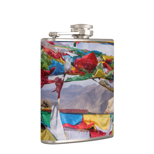 Tibetaans landschap met gebedvlaggen - Himalaya Heupfles (Rechts)