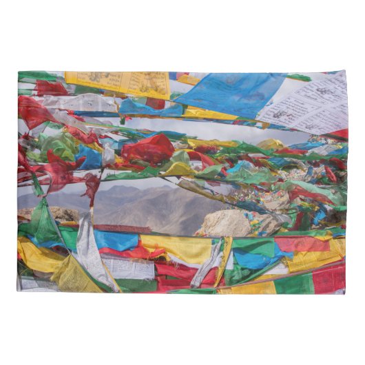 Tibetaans landschap met gebedvlaggen - Himalaya Kussensloop (Achterkant)
