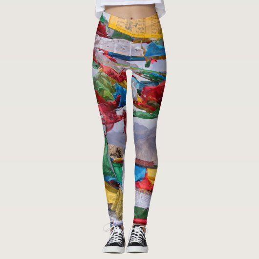 Tibetaans landschap met gebedvlaggen - Himalaya Leggings (Voorkant)