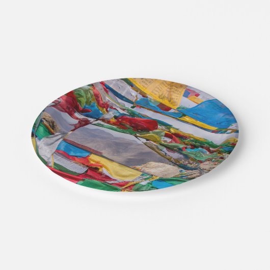 Tibetaans landschap met gebedvlaggen - Himalaya Papieren Bordje (Gekanteld)