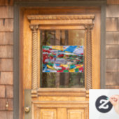 Tibetaans landschap met gebedvlaggen - Himalaya Raamsticker (Huis Deur)