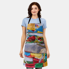 Tibetaans landschap met gebedvlaggen - Himalaya Schort