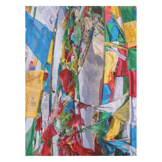 Tibetaans landschap met gebedvlaggen - Himalaya Tafelkleed (Voorkant)