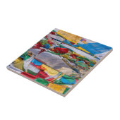 Tibetaans landschap met gebedvlaggen - Himalaya Tegeltje (Zijkant)