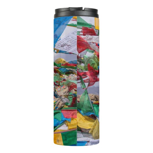 Tibetaans landschap met gebedvlaggen - Himalaya Thermosbeker (Achterkant)