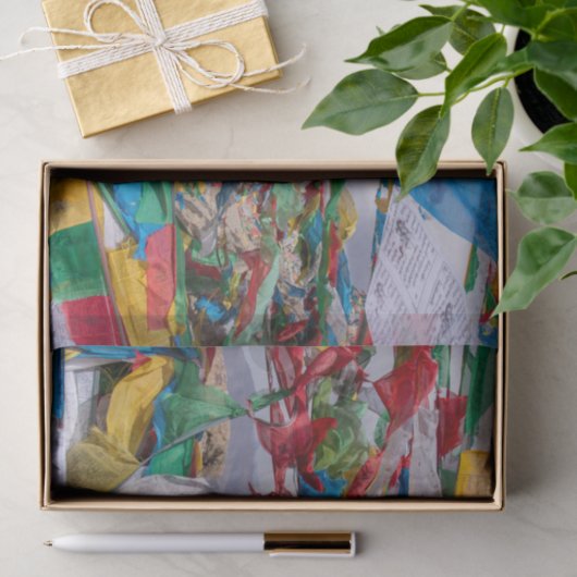 Tibetaans landschap met gebedvlaggen - Himalaya Tissuepapier (Geschenk)