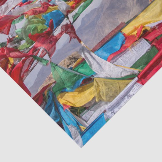 Tibetaans landschap met gebedvlaggen - Himalaya Tissuepapier (Detail)