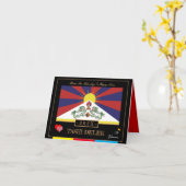 Tibetaans Losar & Tashi Delek - Nieuwjaar /vlag Ti Kaart (Gele Bloem)