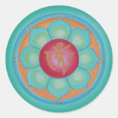 Tibetaans Lotus Mandala Ronde Sticker (Voorkant)