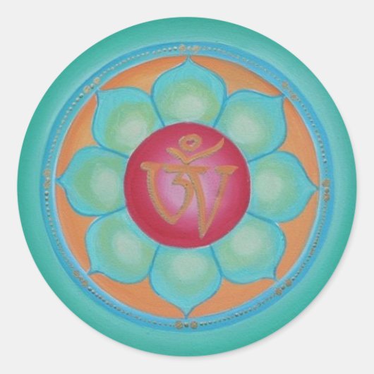 Tibetaans Lotus Mandala Ronde Sticker (Voorkant)