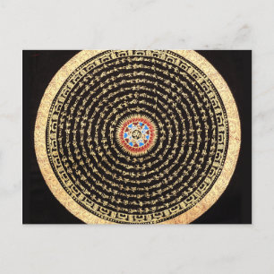 Tibetaans Mandala Art (goud en zwart) Briefkaart