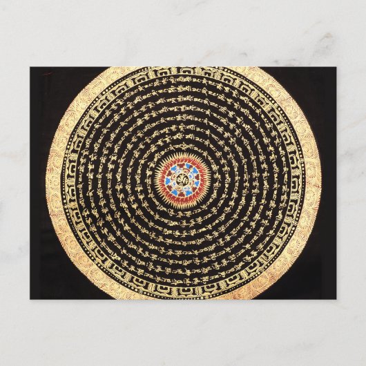 Tibetaans Mandala Art (goud en zwart) Briefkaart (Voorkant)