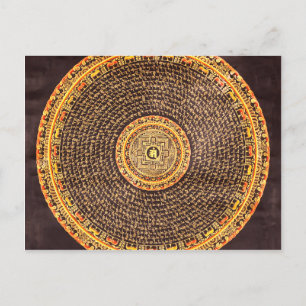 Tibetaans Mandala Art (goud en zwart) Briefkaart