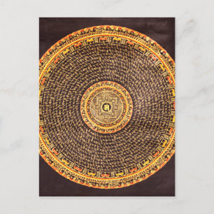 Tibetaans Mandala Art (goud en zwart) Briefkaart