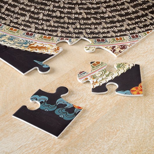 Tibetaans Mandala Art (zwart en goud) Legpuzzel (Zijkant)