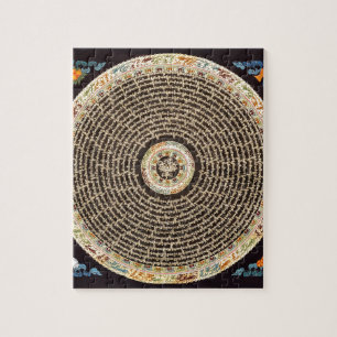Tibetaans Mandala Art (zwart en goud) Legpuzzel