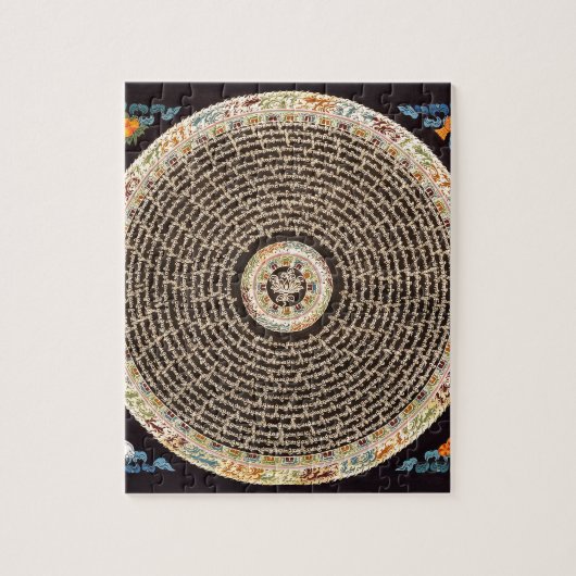 Tibetaans Mandala Art (zwart en goud) Legpuzzel (Verticaal)