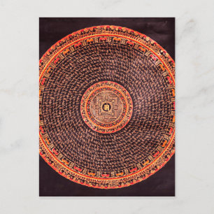 Tibetaans Mandala Art (zwart, goud, rood, geel) Briefkaart