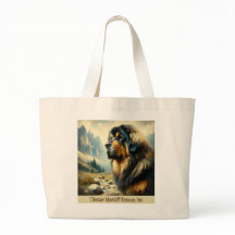 TIBETAANS MASTIFF HOOFD MET BERGBERGEN CANVAS TAS
