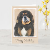 Tibetaans Mastiff schilderen - Kute Original Dog A Kaart (Gele Bloem)