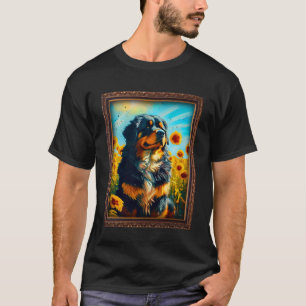 Tibetaans Mastiff Schilderij Zonnebloem Bloem Moed T-shirt