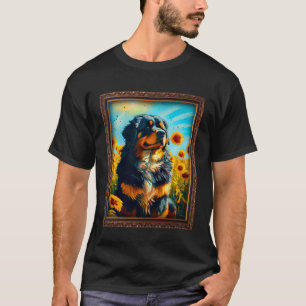 Tibetaans Mastiff Schilderij Zonnebloem Bloem Moed T-shirt