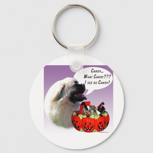 Tibetaans Spaniel Halloween Snoep Sleutelhanger (Voorkant)