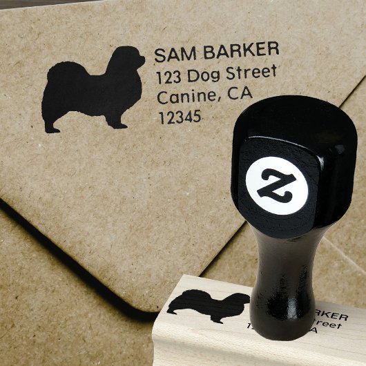 Tibetaans Spaniël Hond Silhouet Retouradres Rubberstempel