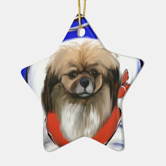 Tibetaans Spaniel Keramisch Ornament (Links)