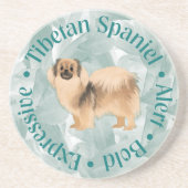 Tibetaans Spaniel Onderzetter "Bold" (blauwgroen) (Voorkant)