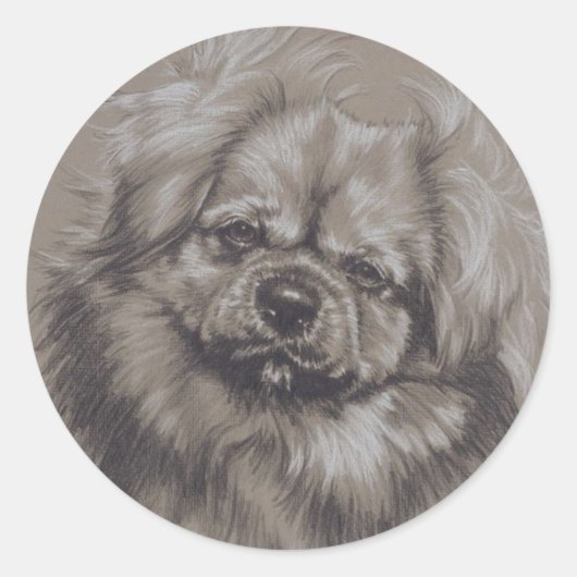Tibetaans Spaniel Ronde Sticker (Voorkant)