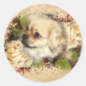 Tibetaans Spaniel Ronde Sticker (Voorkant)